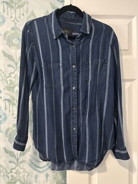 Rails Navy and Light Blue Vertical Stripe Shirt